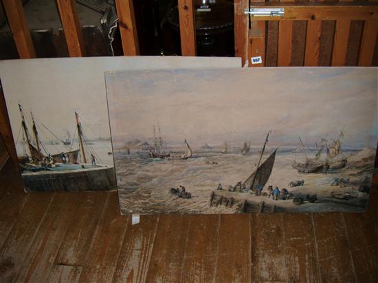 Pr watercolours - fishing boats signed & dated